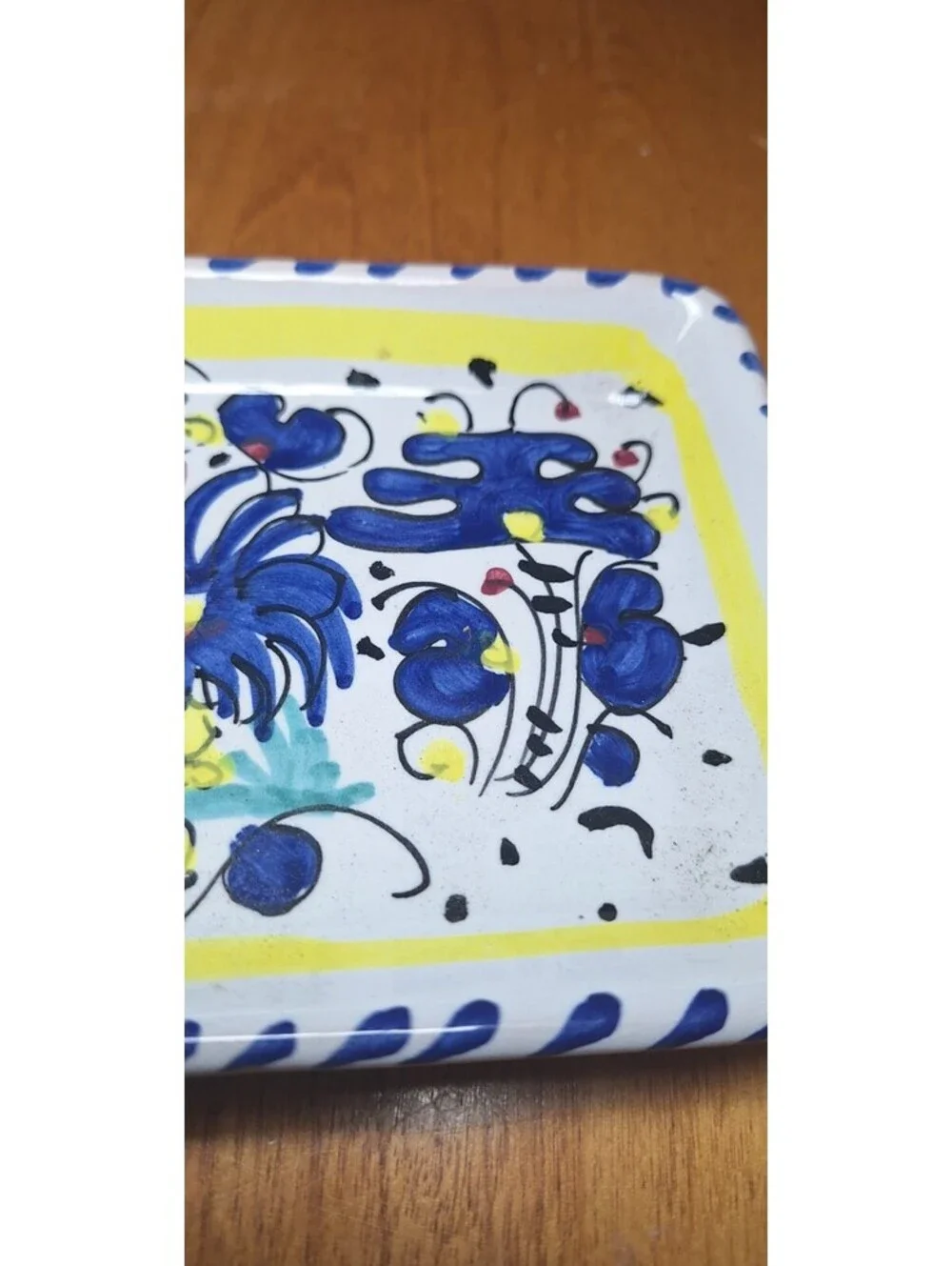 Italian Handpainted Ceramic Pottery Small Tray/Butter Deruta Rooster Made Italy